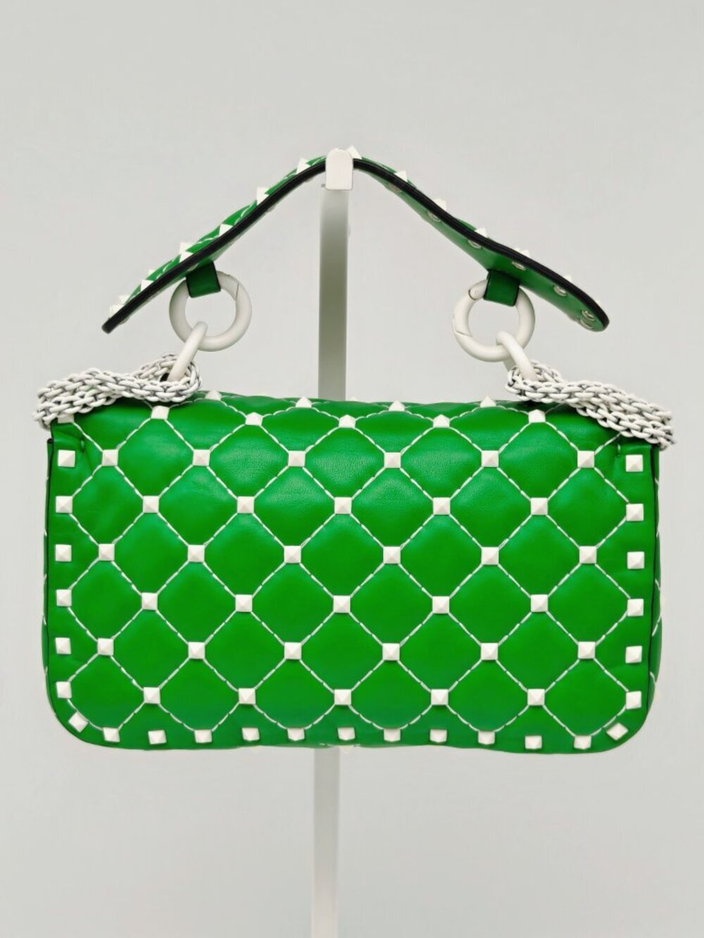 Valentino Garavani Green Roman Stud Shoulder Bag Leather Chain - Picture 3 of 15